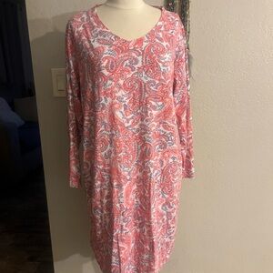 Enjoynight Paisley Long Sleeve nightgown in Pink and White. Like new condition
